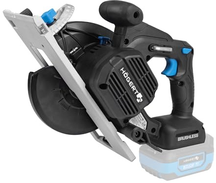 HÖGERT TECHNIK Akku-Handkreissäge 18V OneAccuSystem, bürstenloser Motor, 0-5000 U/min, 165 mm Blattdurchmesser, werkzeuglose Einstellungen, LED, Aluminiumschutz, für Holz, ohne Akku
