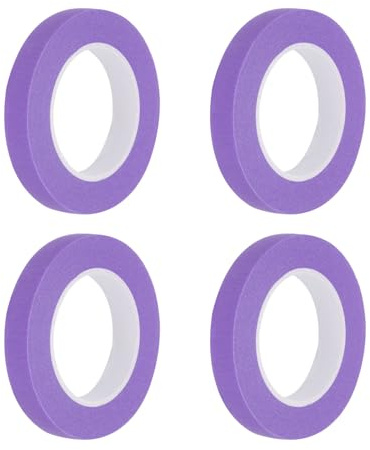 sourcing map 4 Pcs 0.4 Inch Wide 14 Yards Purple Masking Tape Painters Tape Rolls for Home Office Commercial Contractor Clean Drip-Free Painting Wide Crepe Paper
