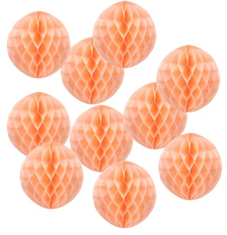 PATIKIL 10pcs 12 Honeycomb Balls Tissue Paper Pom Poms, Party Hanging Paper Honeycomb Balls Decoration for Birthday Wedding Home Backdrop Decor, Coral