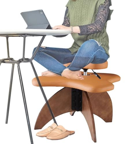LULUMAIC Kniestuhl mit gekreuzten Beinen und verstellbarem Hocker, ergonomischer Bürostuhl/Criss-Cross-Stuhl, Sitz zur Korrektur der Körperhaltung zu Hause/im Büro, für zappelige Sitzende (Farbe 8,