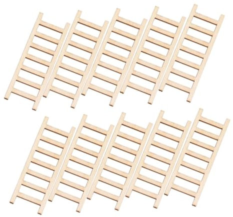 TOKIDNY 10pcs Mini Wooden Ladder for Dollhouse and Landscape Photography Props Miniature Decor Accessories for Crafts and Creative Scenes