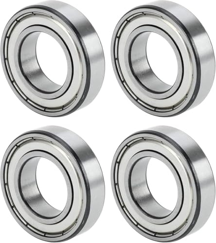 TUZUK 4 Stück 6203-ZZ Kugellager Abgedichtet 17x40x12mm Vorgeschmiert/Chromstahl/Gummi Doppeldichtung, 6203ZZ Rillenkugellager