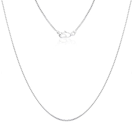 QISHENG 1mm Box Chain Necklace for Women, Stainless Steel Silver Chain Necklace for Women As a Gift for Your Lover, Family, Elder, Friends and Colleagues Length of 16 inch