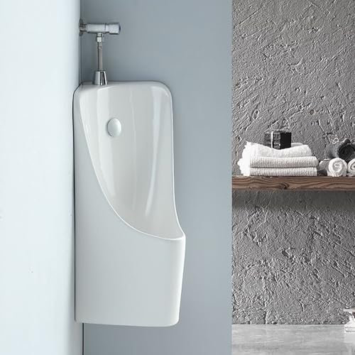 PQXQZ Eck Urinal Zur Wandmontage für Männer Badezimmer Toiletten Garagen Urinal Porzellan Urinale Urinumlenker mit Druckspülung(White)