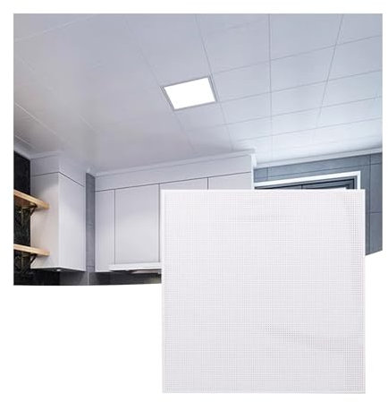 LVLDAWA Dalles Plafond Suspendu, Panneaux Revêtement Acoustiques Imperméables, Gousset Décoratif Aluminium Plafond D'usine pour Cuisine Salle Bain(A-60X60CM-20pcs)