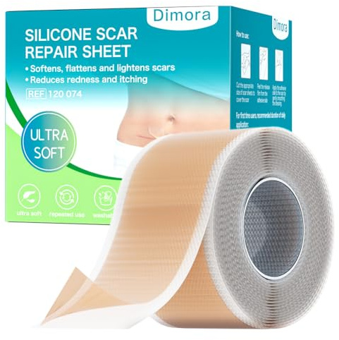 Dimora Medical Grade Silicone Scar Sheets - Ultra Soft Silicone Scar Tape (4cm*3m), Waterproof Scar Treatment for Surgical Scars, C Section, Tummy Tuck, Keloid Treatment