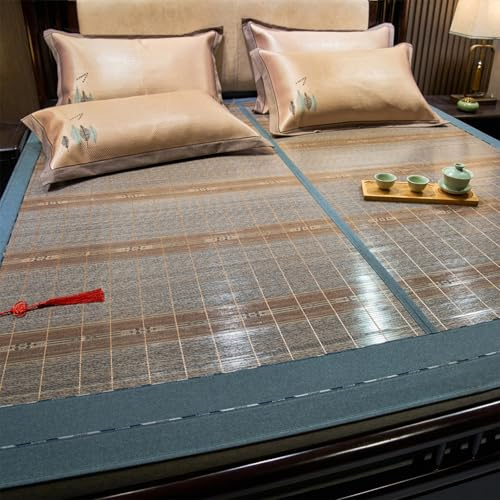 YQMHEZ Colchoneta de Bambú Refrescante para El Verano, Esterilla de Bambú, Colchonetas de Bambú de Doble Cara para Cama, Colchoneta Bambú, Esencial para el Dormitorio de Verano(135cmx195cm)
