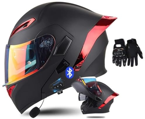 Casco Modulare Moto Bluetooth Integrato, Casco Moto con Integrale con Doppia Visiera, Casco Integrato Apribile Omologati ECE(C0,XXL(63~64cm))