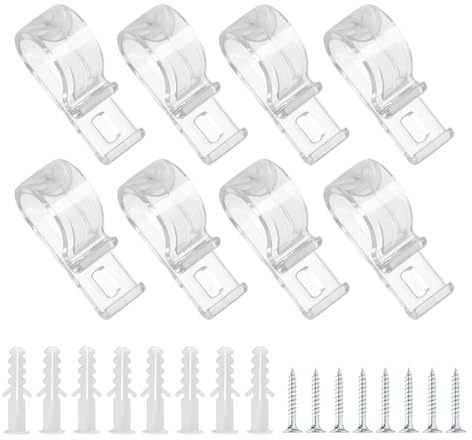 NIRJIK 8pcs Roman Blind P Clips, Plastic Roller Blind Chain Cord Clips with Screws and Plastic Pillars, Blind Cord Safety Device for Vertical Roman Roller Blinds, Child Safety Blind Clips