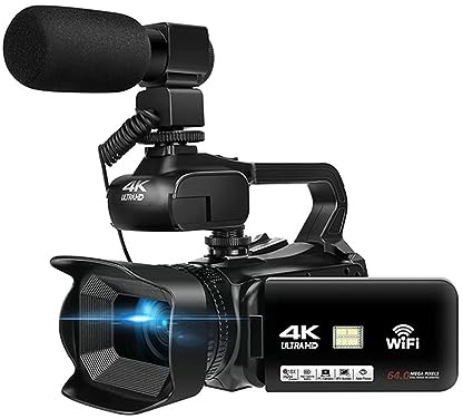 Full 4K UHD 60FPS Videocámara Vintage For Transmisión En Vivo Vlog 18X 64MP Cámara De Video Grabadora Digital Pantalla Giratoria 4  Imágenes Nítidas Detalladas(With 64G SD Card,With Microphone)
