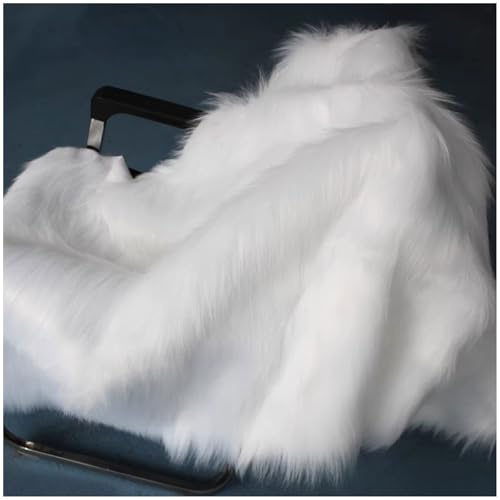 Fellimitat Kunstfell Stoff 150x50cm Langhaar Shaggy Plüschstoff Hohe Dichte für Kostüme, Nähen Basteln, DIY Dekorieren, Teppiche Cosplay(Size:150 * 50cm,Color:weiß)
