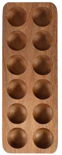 Kichvoe Contenitore per Uova in Legno 12 Fori, Portauova da Banco per Frigorifero, Vassoio Organizzato per Cucina Capacità per 12 Uova