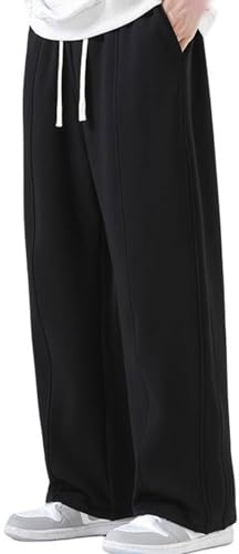 SHAGGA Pantalon de survêtement pour homme, jambe droite, ourlet sans poignets, coupe ample, pantalon de survêtement avec poches pour la course à pied et l'entraînement