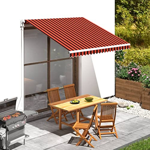 Toile de store en toile orange marron 3 x 2,5 m en polyester avec revêtement PU, protection UV, imperméable pour store à bras articulés et balcon, résistant aux intempéries, avec volant pour terrasse