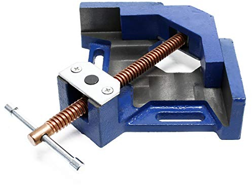 Wiltec Winkelschraubstock 90° mit 100 mm Backenbreite 60 mm Spanntiefe, Winkelzwinge aus Gusseisen, Schraubstock, Gehrungszwinge