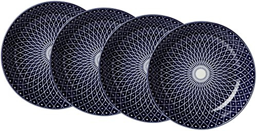 Ritzenhoff & Breker Royal Reiko, sopptallriksset, 4 delar, 20,5 cm diameter, porslin, blåvit, 20,50 x 20,50 x 4,50 cm