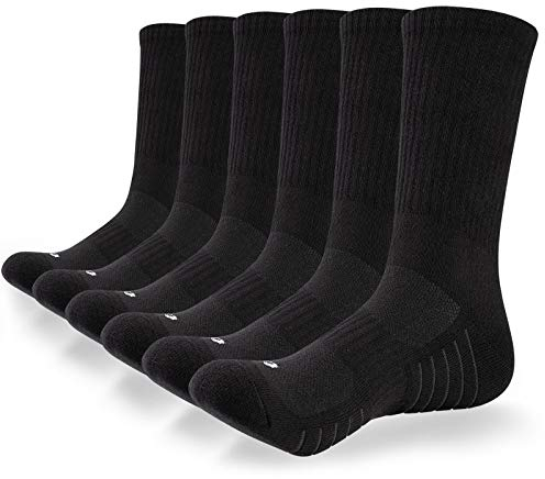 coskefy Cotton Sports Socks Cushioned Running Socks Trainer Socks for Men Women Walking Hiking Trekking Socks, 6 Pairs x black (B), 9/11 UK