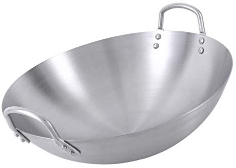 Wok-Pfanne Aus Edelstahl, Unbeschichtete Chinesische Haushaltspfanne Doppelohr-Wok-Pfanne, Antihaft-Pfanne Mit Zusammengesetztem, Verdicktem Boden, Kratzfest-36cm