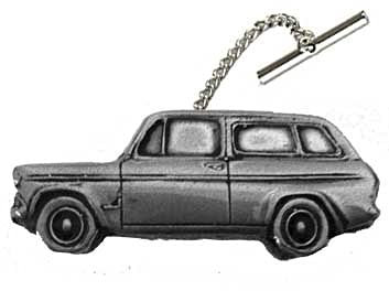 Krawattennadel mit Kette, britisches Oldtimer, Angia 105E Estate ref70, Zinneffekt, mit Kette