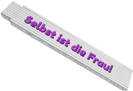 Meterstab aus Holz mit Spruch: Selbst ist die Frau! in pink Maßstab Massstab Gliedermaßstab Zollstock Meßlatte Metermaß Handwerkerin Heimwerker Geschenk Frauen abmessen Werkstatt