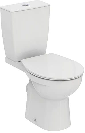 Ideal Standard Eurovit Close coupled Toilet with 6/4L Flush Cistern and Soft Close seat, E218301, White
