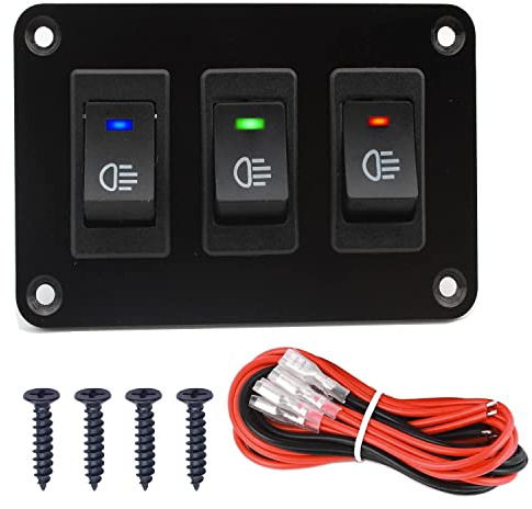RUNCCI-YUN interrupteur 12V DC/35A Voiture Moto de Lumière de Brume Interrupteur à Bascule,4 Broches commutateur à bascule LED,Panneau de commutation de voiture(Bleu Blanc Rouge)