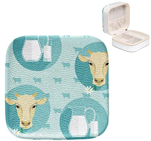 Boîte à bijoux en cuir synthétique avec têtes de vache et pot à lait