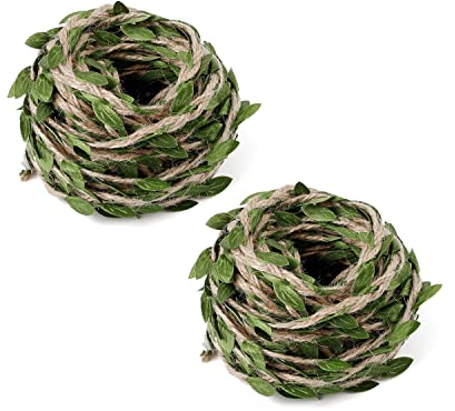 GEBAUM Twine String, 2 Rolls Jute String, 20 Meters Garden Twine Green, Suitable for DIY Headwear, Bags, Wreaths, Wedding Parties