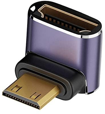 CY Câble 8K vers le bas coudé Mini HDMI mâle vers HDMI 2.1 femelle UHD Adaptateur convertisseur or prend en charge 8K 60Hz HDTV