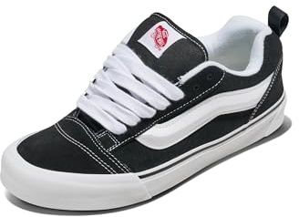 Vans Unisex Knu Skool Shoe | '90s Retro Puffy Low-Top Fashion Sneakers for Men & Women, Black/True White, 10.5/12