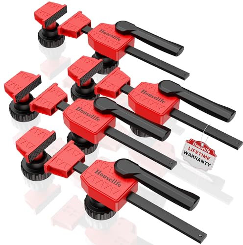 Bench Dog Clamp 3/4 Inch Dog Hole Clamp Up to 70.3 kg Spannkraft, Quick Clamp and Release Wood Clamps, Bench Dogs Clamps for Woodworking (4 Pack)