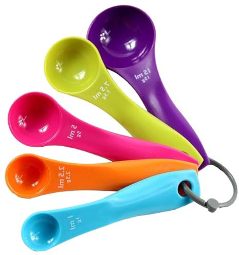 FDCGAS Cuillères à mesurer - Lot de 5 cuillères à mesurer colorées avec différentes capacités, mesureurs en plastique pour outils de mesure de liquides et de poudres