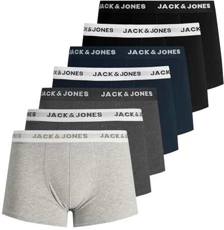 JACK& JONES 7-Pack Basic Trunks Boxers Short Underwear Logo Print JACVITO Fashion