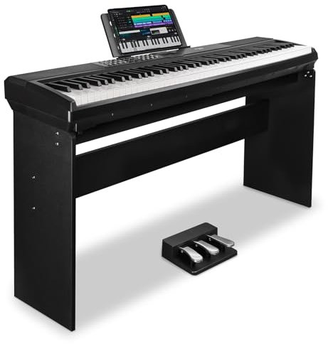 STRICH Digitalpiano 88 Tasten mit Hammermechanik, E-Piano mit Ständer & Sustain-Pedal, Vollformat E-Klavier mit USB-MIDI/Wireless, 15W×2 Lautsprecher, Modell SDP-120
