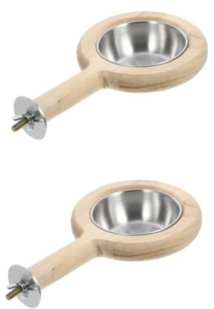 Sosoport 2pcs Parakeet Perch Detachable Bird Food Cup and Water Feeder Easy to Install for and Cockatiels for Bird