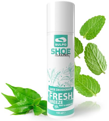SULPO Shoe Clinic deodorante per scarpe - spray per scarpe - deo scarpe antiodore - spray per scarpe al profumo di menta e tè verde 150ml
