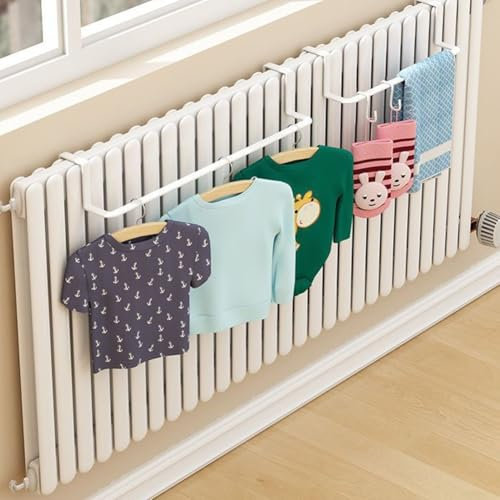 babominimer Versatile Radiator Towel Rail Rack Heating System, for Drying Clothes Socks, Bathroom Laundry Room Space-Saving Storage Solution, Black White 35cm 50cm(White-Small)