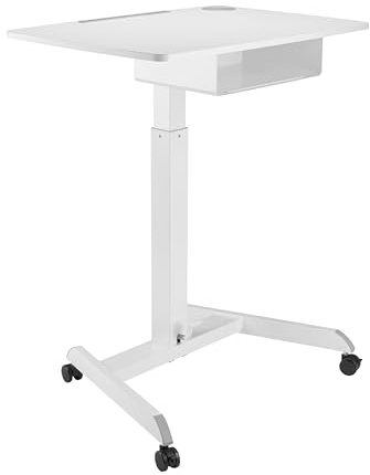 Worktrainer - StudyFit - Kleiner Höhenverstellbarer Schreibtisch - Höhe 75,6-112,6 cm - Breite 80 x 56 cm - Mobil - Höhenverstellbar - Weiß