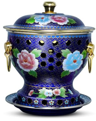 OYWEHECE Hot Pot Single Cloisonne Copper Hot Pot, Alter Peking Alkohol Kleiner heißer Topf Haushalt altmodischer Shabu handgefertigter Kupfertopf Nicht-Stick,H