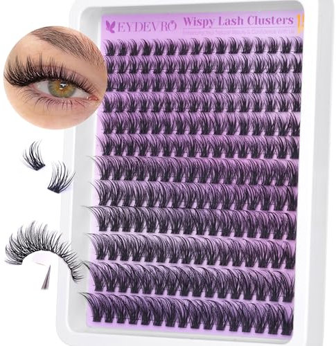 EYDEVRO Wispy - Ciglia finte naturali, 9-18 mm, 192 pezzi, con curvatura a CD, ciglia singole, riutilizzabili, comode, ciglia finte manga