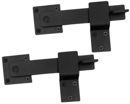 HOMSFOU 2 Set Chiavistello per Porta a Stalla Scorrevole in Acciaio al Carbonio Nero, Antifurto, Facile da Installare per Cancelli e Recinzioni