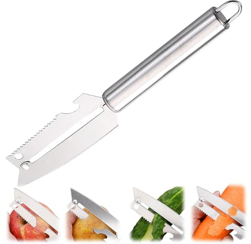 Vegetable Peeler, Multifunctional Potato Carrot Peelers for Kitchen, Peeling Tool, Cutter, Fish Scaler, Bottle Opener (Style A)