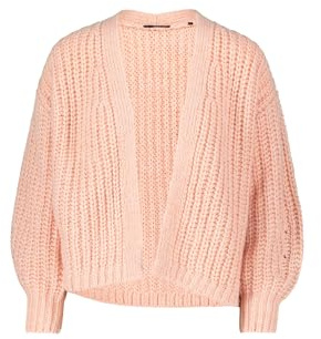 zero Damen Grobstrickjacke offener Style S, Light Rose Melange