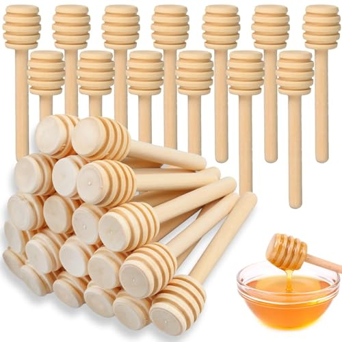 LLMSIX ﻿25pcs Honey Sticks Dipper, 3inch Wooden Honey Dipper, Mini Honeys Stirrer Stick for Wedding Party Dispense Drizzle Honeys Favors Gift ﻿