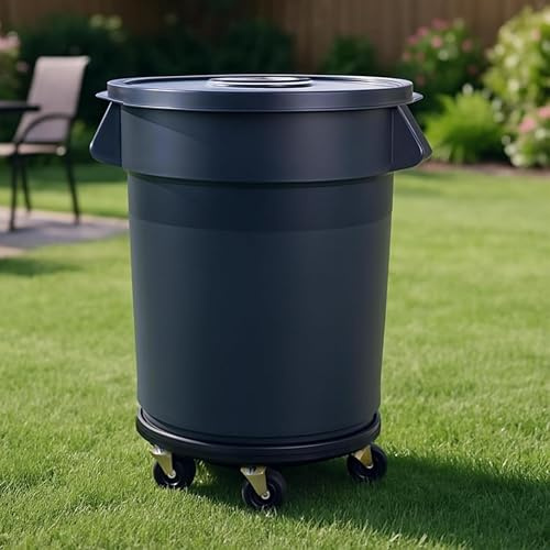 BESTXH Pattumiera da Esterno con Coperchio, Pattumiera da 80/120/168 Litri con Ruote Rimovibili E Maniglia Rinforzata, per Cucina, Giardino, Cantieri Edili, Magazzini,Grigio,80L