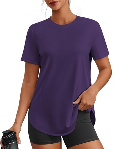 PINSPARK Sportshirt Damen Kurzarm UPF 50 Sonnenschutz Schnelltrocknend | Ultraleicht, Schnelltrocknend Atmungsaktiv mit ISCC PLUS, mit Seitenschlitzen, Yoga Fitness Laufen Pilates Wandern