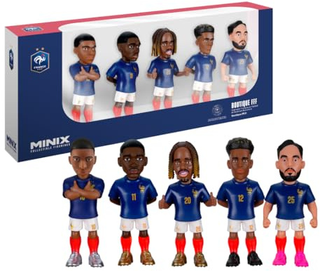 MINIX - Football Stars - Coupe du Monde - Pack - France - 5 Figurines - Figurine à Collectionner 7 cm (Mbappé, Dembelé, Barcola, Doué, Cherki)