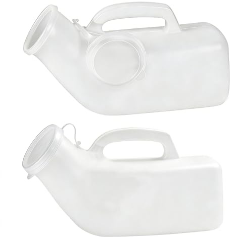 2 Pcs Urine Bottles Male, 1200ml Mens Urine Bottles Spill Proof | Portable Male Urinal Bottles for Men, Pee Bottle for Mens Male Travel Emergency Camping Outdoor Bed(White)