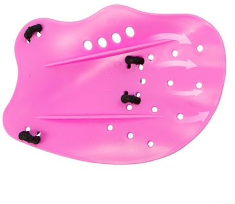 Rehoetom Schwimm-Handpaddel für Damen und Herren, Silikon-Schwimmhandschuhe mit verstellbaren Trägern, breites Klingen-Design für Oberkörperstärke, Löcher für Wasser, F-Pink