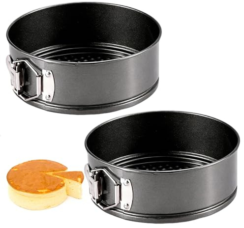 Rthynti 2-Piece Springform Cake Tins, 18 cm Cake Tins for Baking, Round Cake Tin Set with Loose Bottom, Featuring Removable Base for Effortless Release, Suitable for Refrigerator and Freezer Use